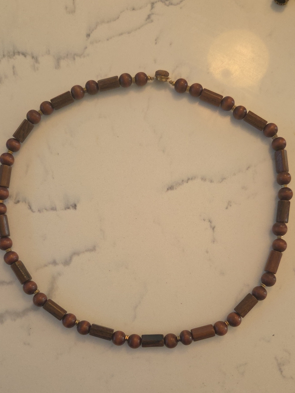 Natural Brown Wood Bead Necklace - Timeless Casual Style